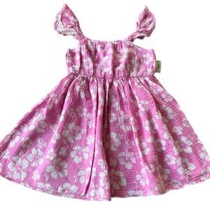 Disney Minnie Mouse Girls Dress Pink Plumeria Gauze Size 8